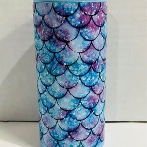 Mermaid Fish Scales Skinny Can Cooler for Slim Can Insulated Standard 12 Oz